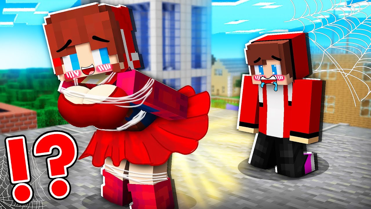 JJ Was SURPRISED by SUIT JJ SPIDER-GIRLS Love in VILLAGE - Maizen Minecraft