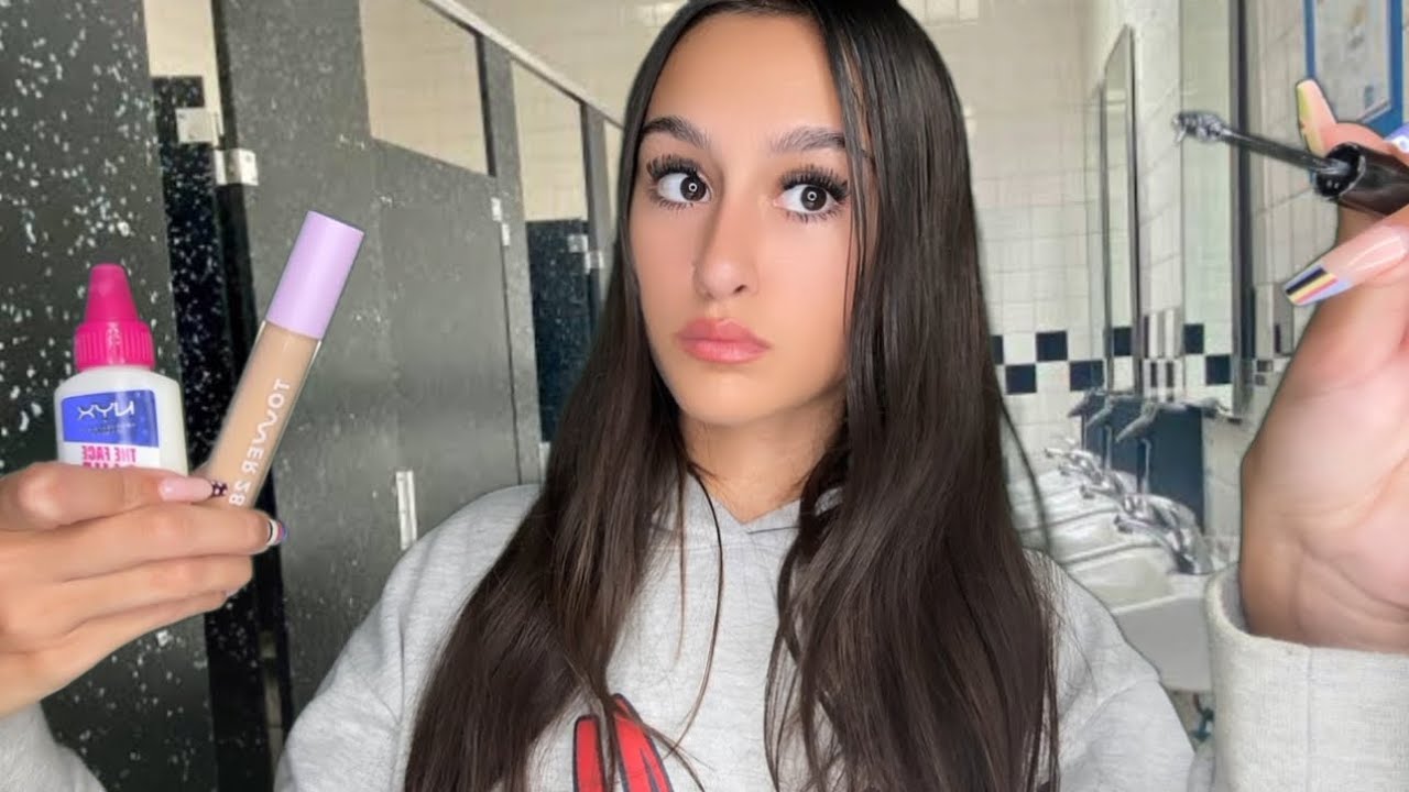 ASMR| Nosey girl does your makeup in the school BATHROOM *your rich*😳