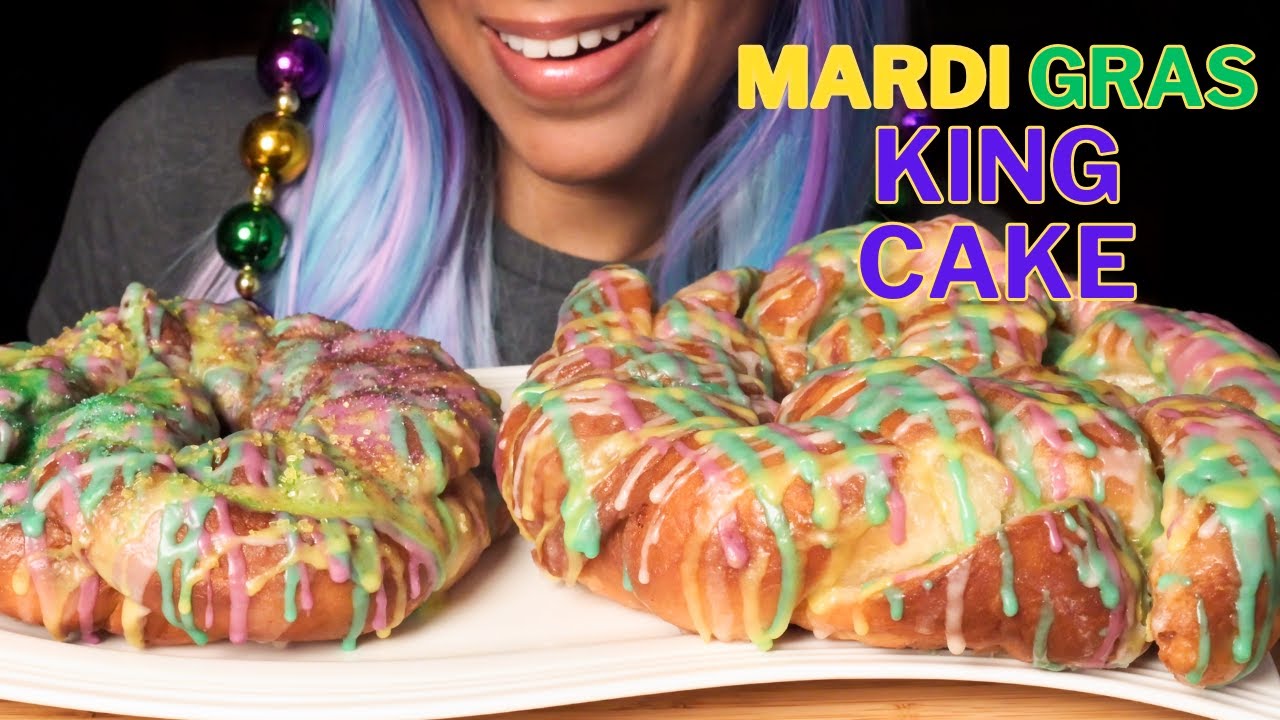 KING CAKE RECIPE | ASMR COOKING & EATING SOUNDS (MARDI GRAS SPECIAL) MUKBANG