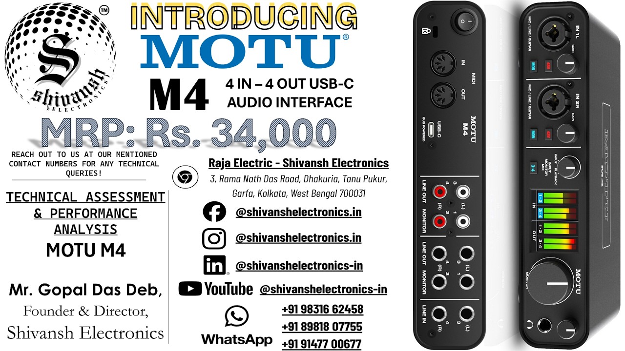 🎬MOTU M4 (4-in/4-out USB-C audio interface) | Technical Masterclass [English] | Shivansh Electronics