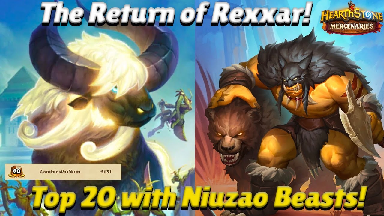 The Return of Rexxar! Top 20 with Niuzao Beasts! - Hearthstone Mercenaries Team Comp