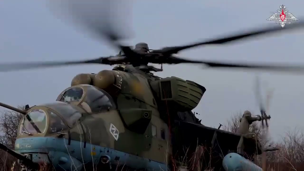 Mil Mi-35M Attack Helicopter conducting a Combat Sortie