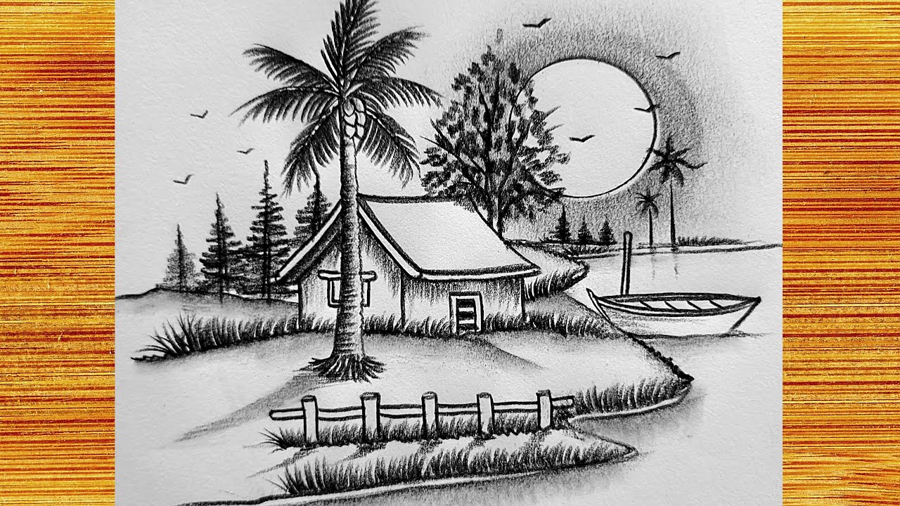 How to drawing beautiful morning nature || Sketching amazing morning nature