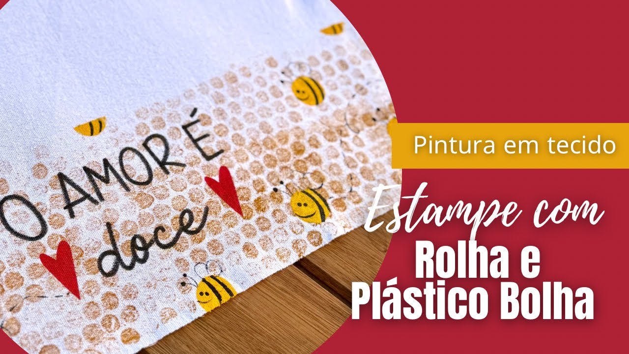 PANO DE PRATO: ESTAMPA CRIATIVA de ABELHINHAS - estampe de forma RÁPIDA e FÁCIL