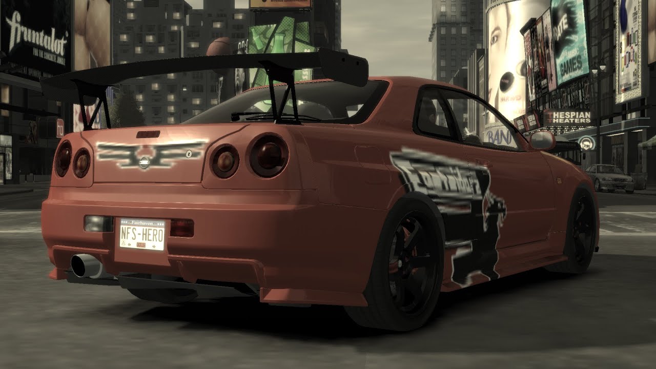 GTA IV NISSAN SKYLINE GT-R R34 NFS MOST WANTED UNDERGROUND STYLE CRASH TESTING HD