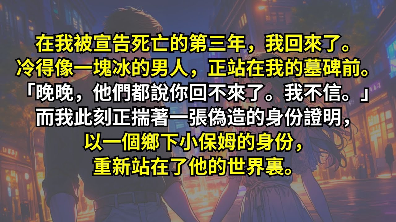 在我被宣告死亡的第三年，我回來了。冷得像一塊冰的男人，正站在我的墓碑前。「晚晚，他們都說你回不來了。我不信。」而我此刻正揣著一張偽造的身份證明，以一個鄉下小保姆的身份，重新站在了他的世界裏。