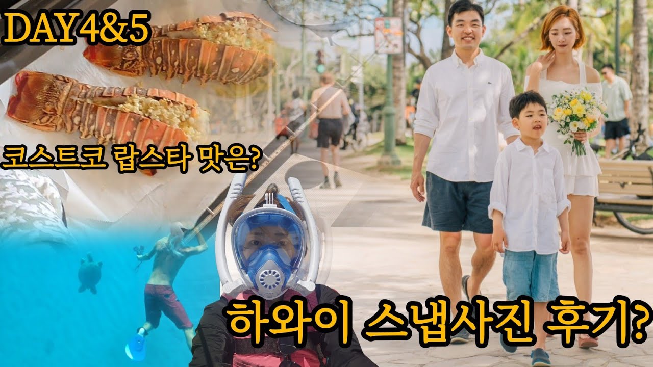 🇺🇲미국여행 하와이4. 하와이 가족스냅사진 후기📸코스트코 랍스타요리🦞거북이스노클링돌핀투어🐬새똥맞으면럭키비키💩 이야스메무스비,스노클링,핑크트롤리,마루카메우동,라니포토,치즈케이크팩토리