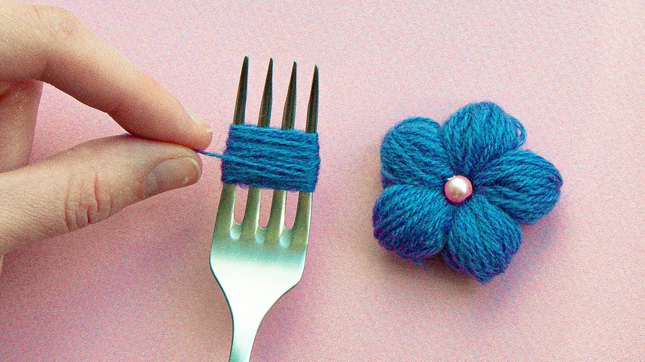 Fork it! Make a Gorgeous Woolen Flower in Minutes with This Simple DIY