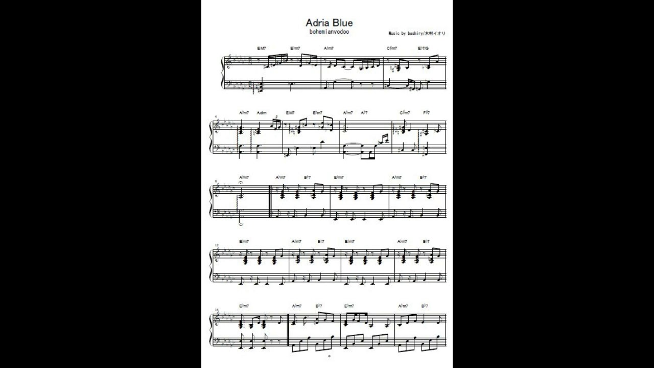Adria Blue / bohemianvoodoo ピアノソロ譜
