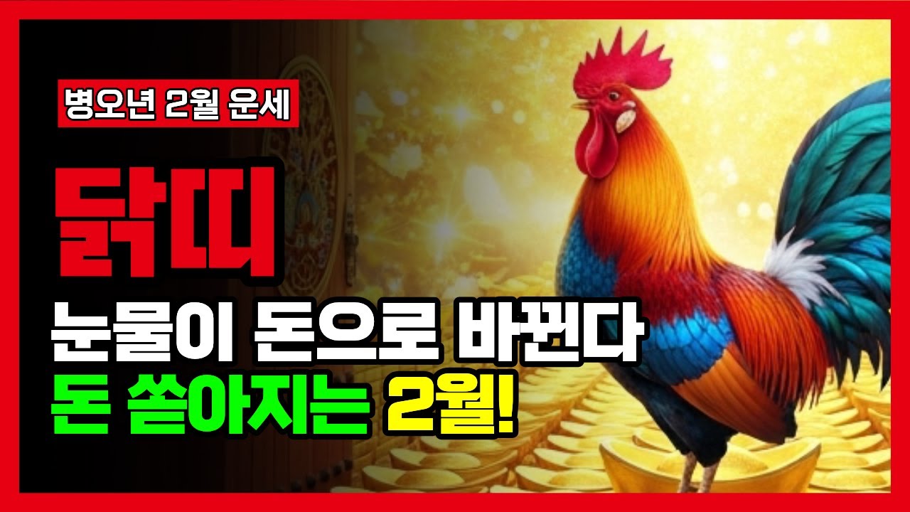 [2월운세] 닭띠 흘린 눈물이 돈으로 바뀐다! 돈 쏟아지는 2월! 57년생, 69년생, 81년생 닭띠 선생님들 주목하세요! #닭띠 #닭띠운세 #2월 닭띠운세