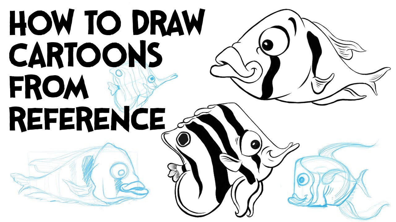 How to Draw Cartoons from Photo Reference | How to Draw Cartoon Fish
