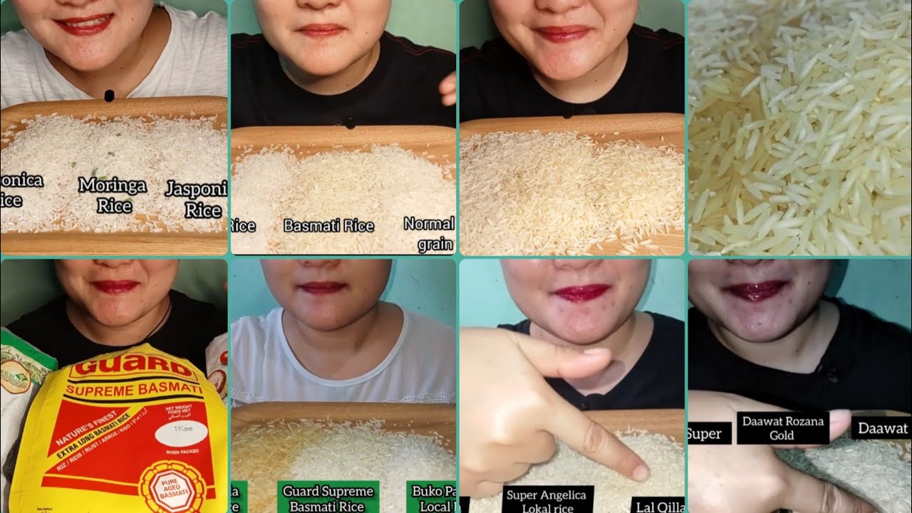 COMPILATION OF ASMR EATING RAW RICE||THREE VARIETIES IN EVERY VIDEO @Joylorna8