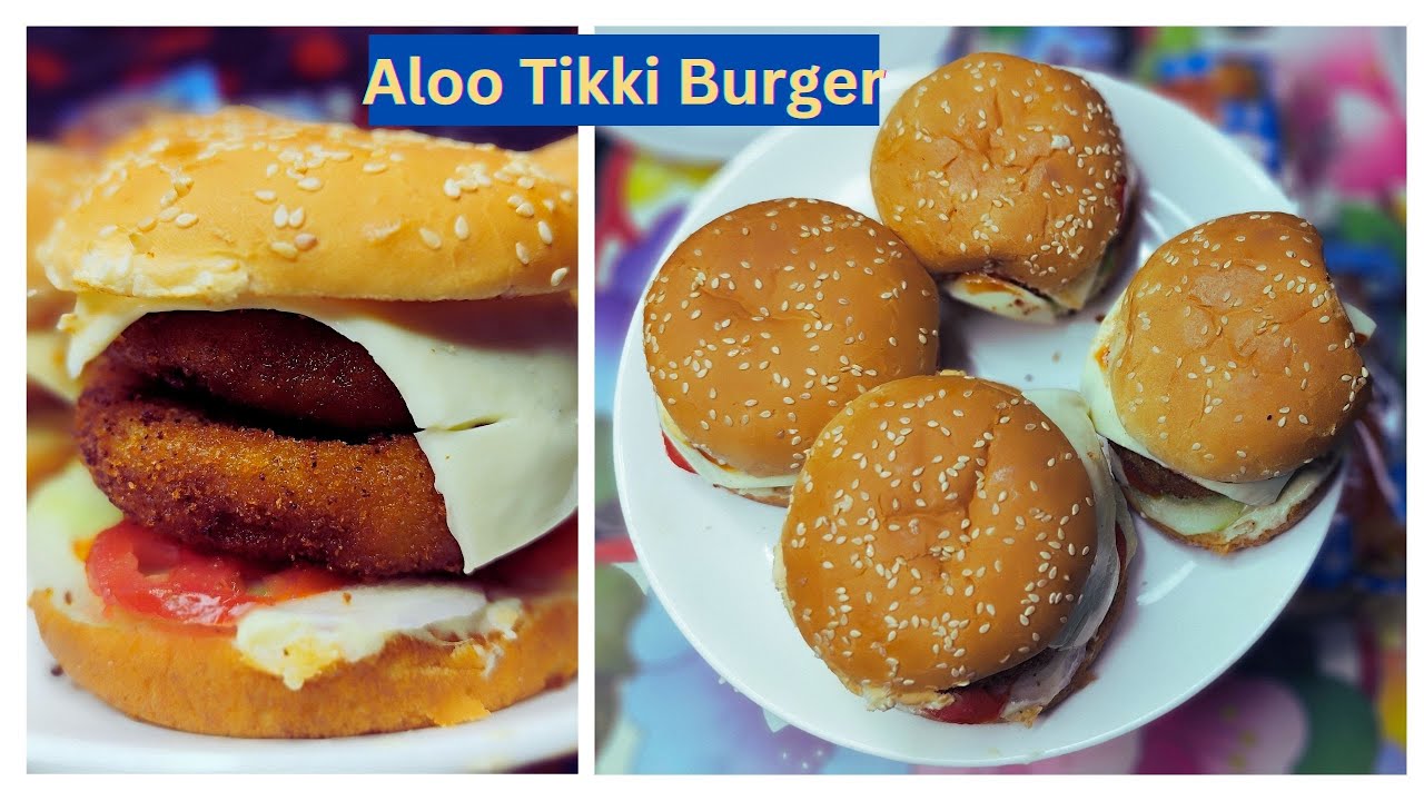 🍔🧀 Aloo Tikki Burger with Cheese | Crispy Potato Patty Burger