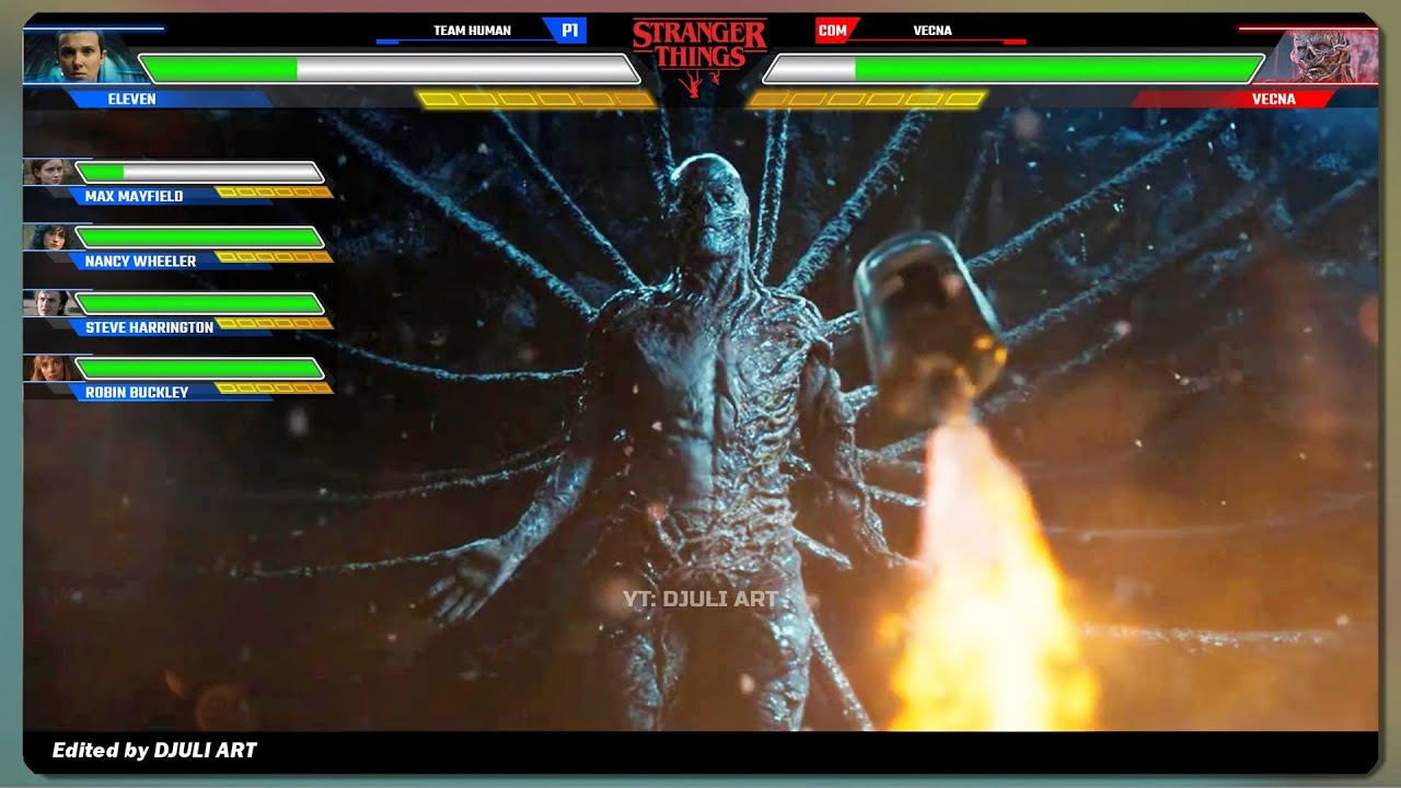 Eleven VS Vecna WITH HEALTHBARS ⚡️Fight Scene - Stranger Things