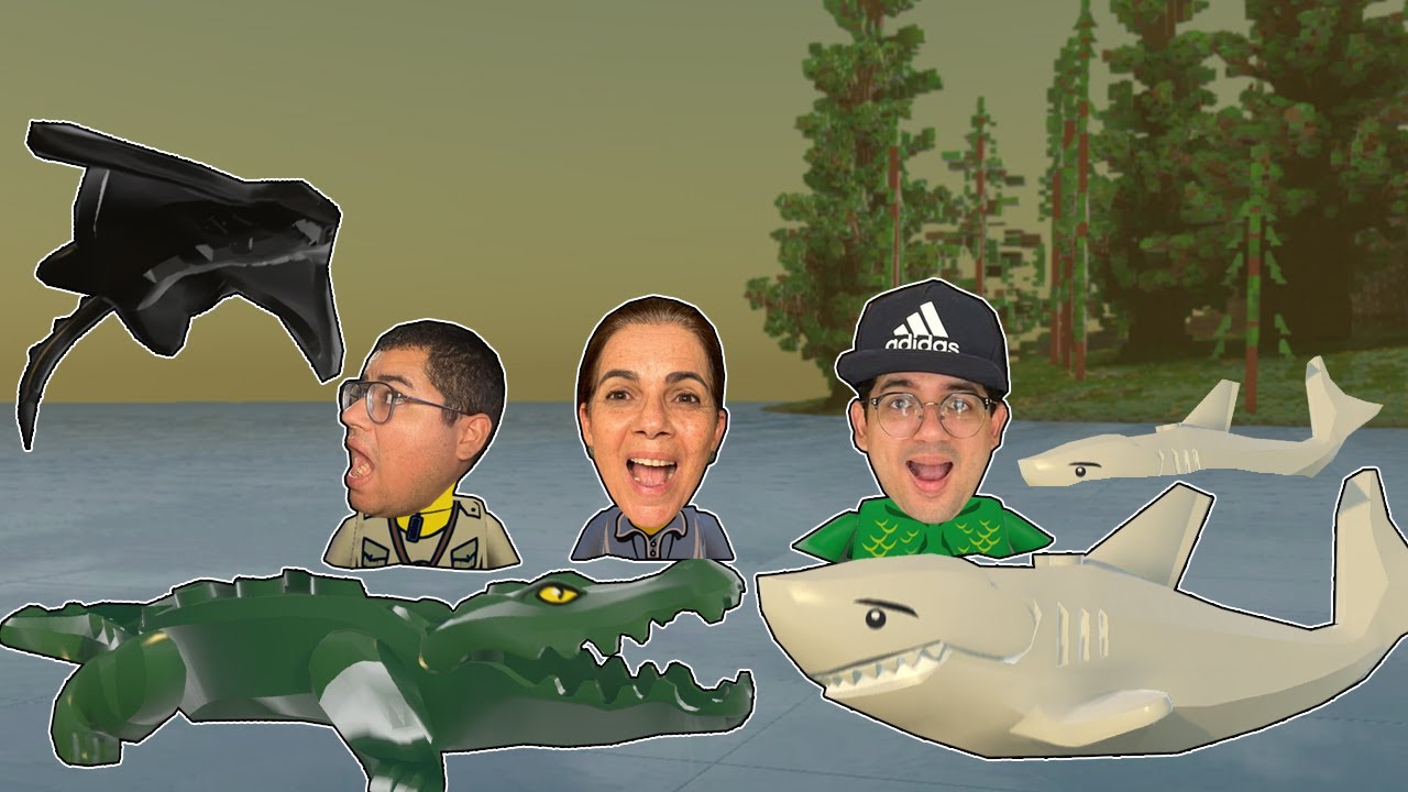 A FAM&Iacute;LIA TODA DE LEGO ENTROU EM UM LAGO CHEIO DE ANIMAIS AQU&Aacute;TICOS SELVAGENS!