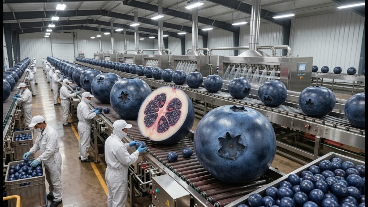 Inside a Modern Blueberry Processing Plant: From Raw Blueberries to IQF Frozen Packs (Full Process)