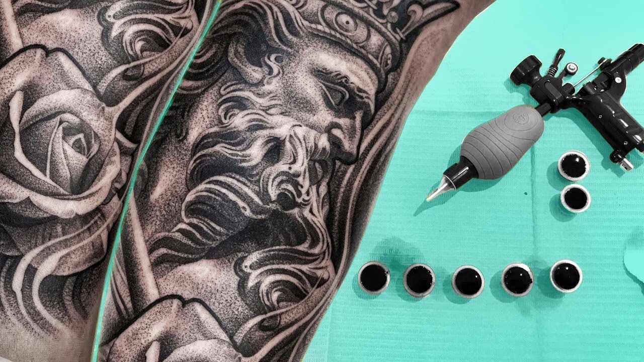 TATTOO TIMELAPSE - ROSE POSEIDON LEG SLEEVE