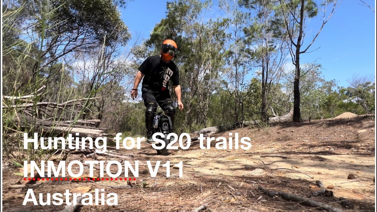 Inmotion V11 off-road trail scouting for KingsongS20 tests. Australian bush, a stick in the mud.