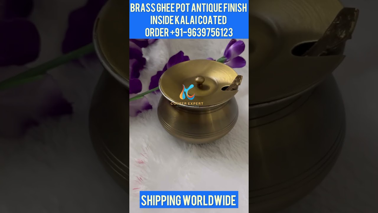 Brass Ghee Pot Antique Finish with spoon #copperexpert #brassgheepot