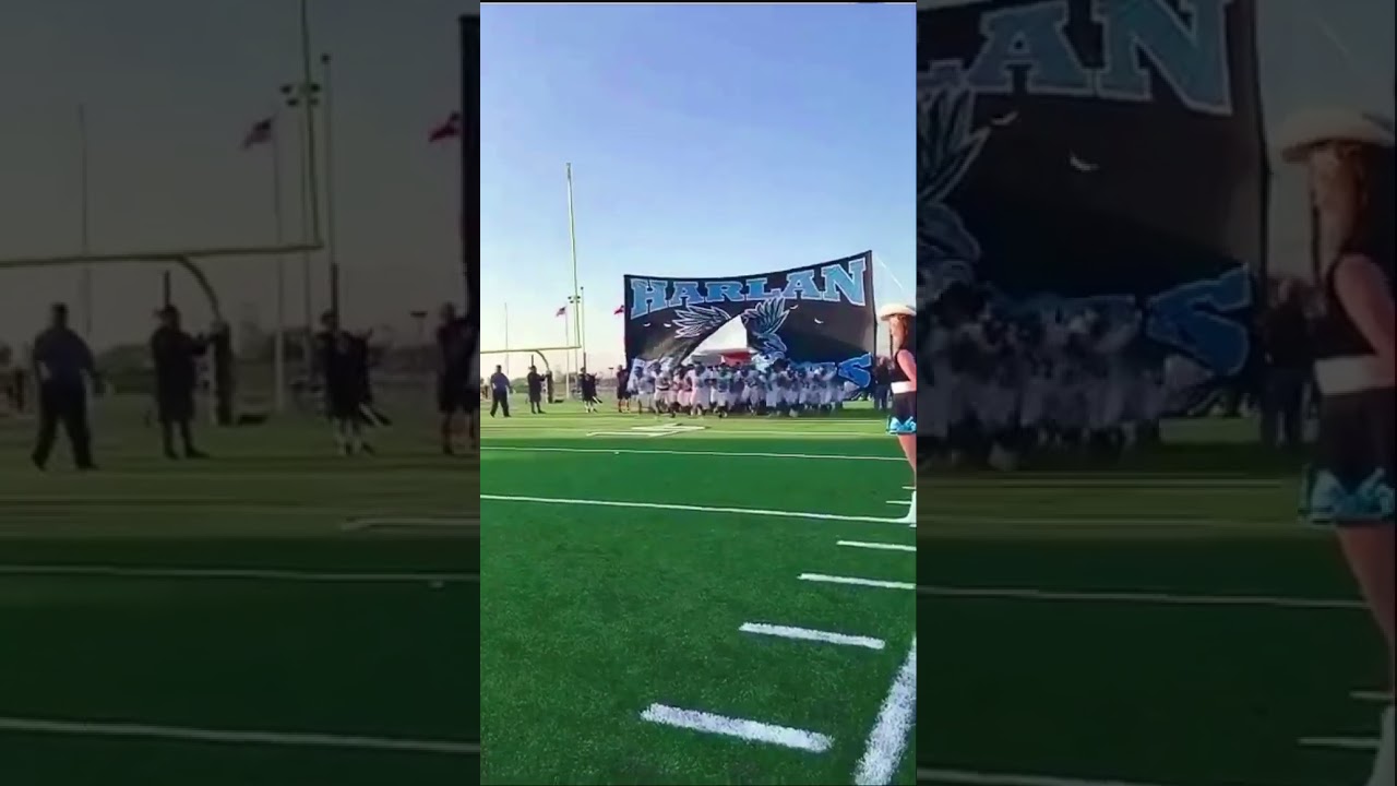 Harlan Hawks football team run out banner 2017