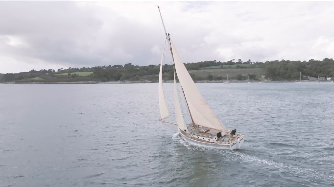 Gaff cutter Constance sailing on the Helford estuary