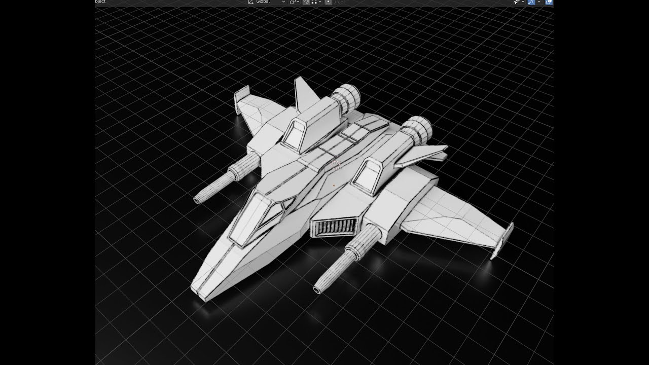 Make a spacecraft by Trim Mesh (free addon) and Grid Modeler