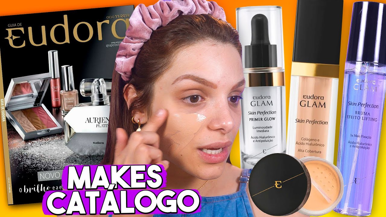 TESTANDO as NOVAS MAKES da EUDORA! Base, Primer, Pó e Bruma