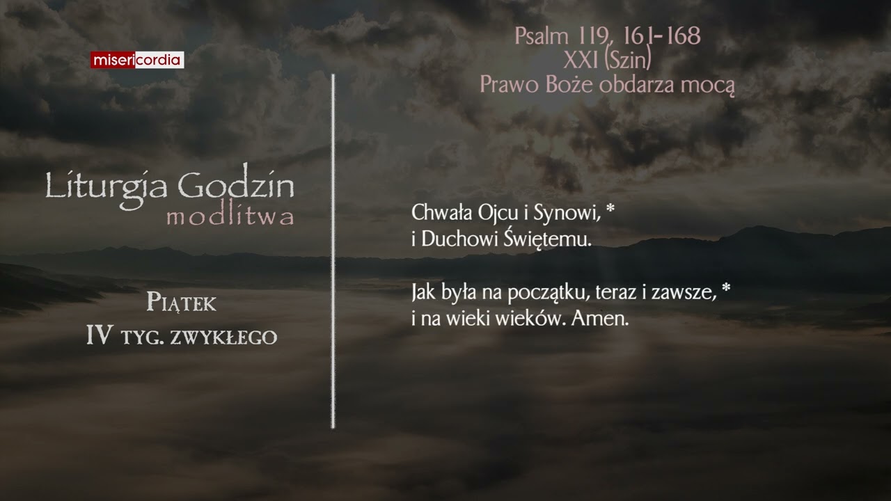 Liturgia Godzin | Modlitwa Południowa | Piątek, IV tyg. zwykłego