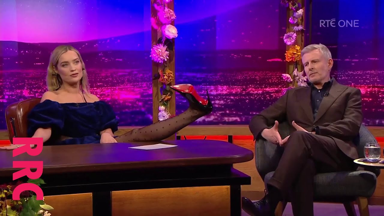 Laura Whitmore @short skirt and spotted tights