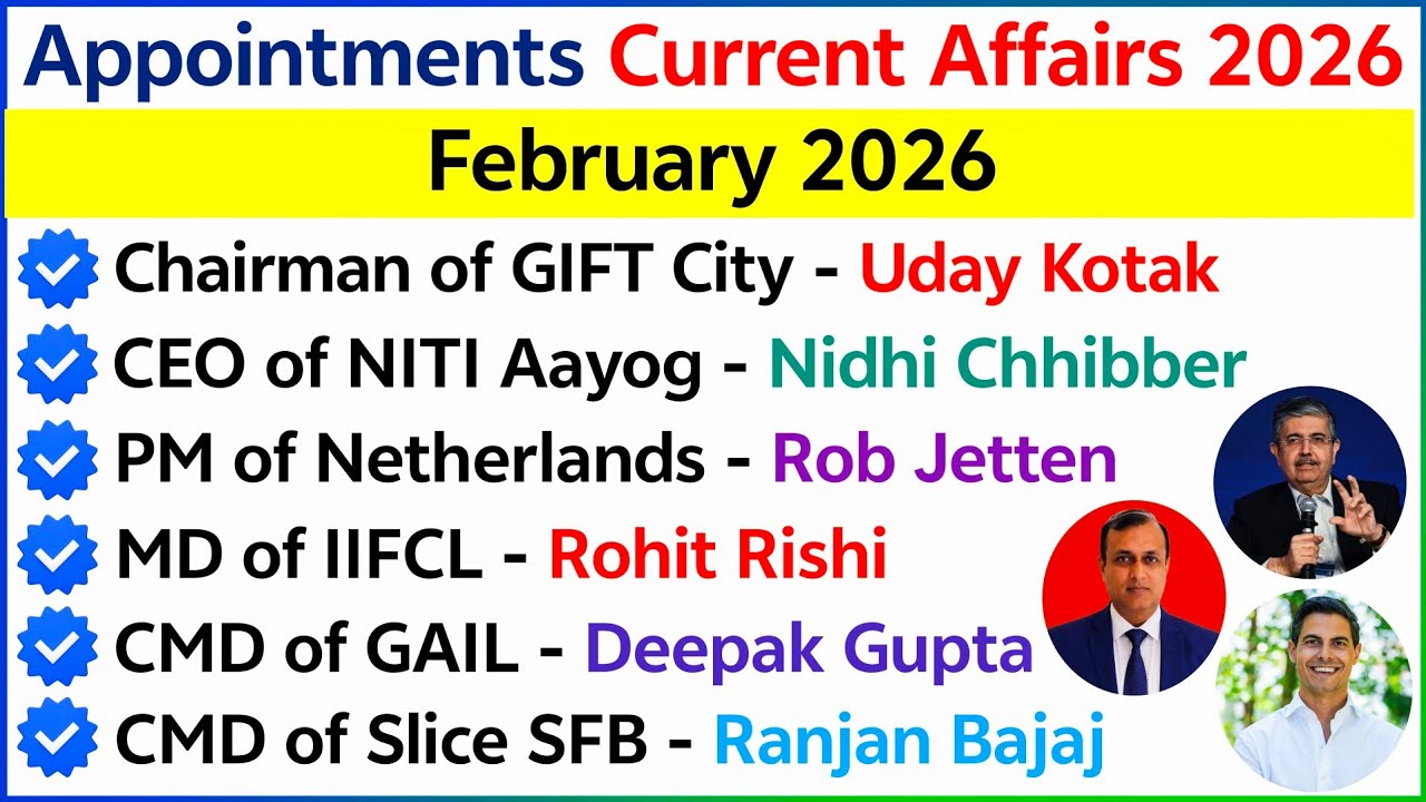 Appointments Current Affairs 2026 | Appointments February 2026 | Current Affairs 2026 #ntpc2026