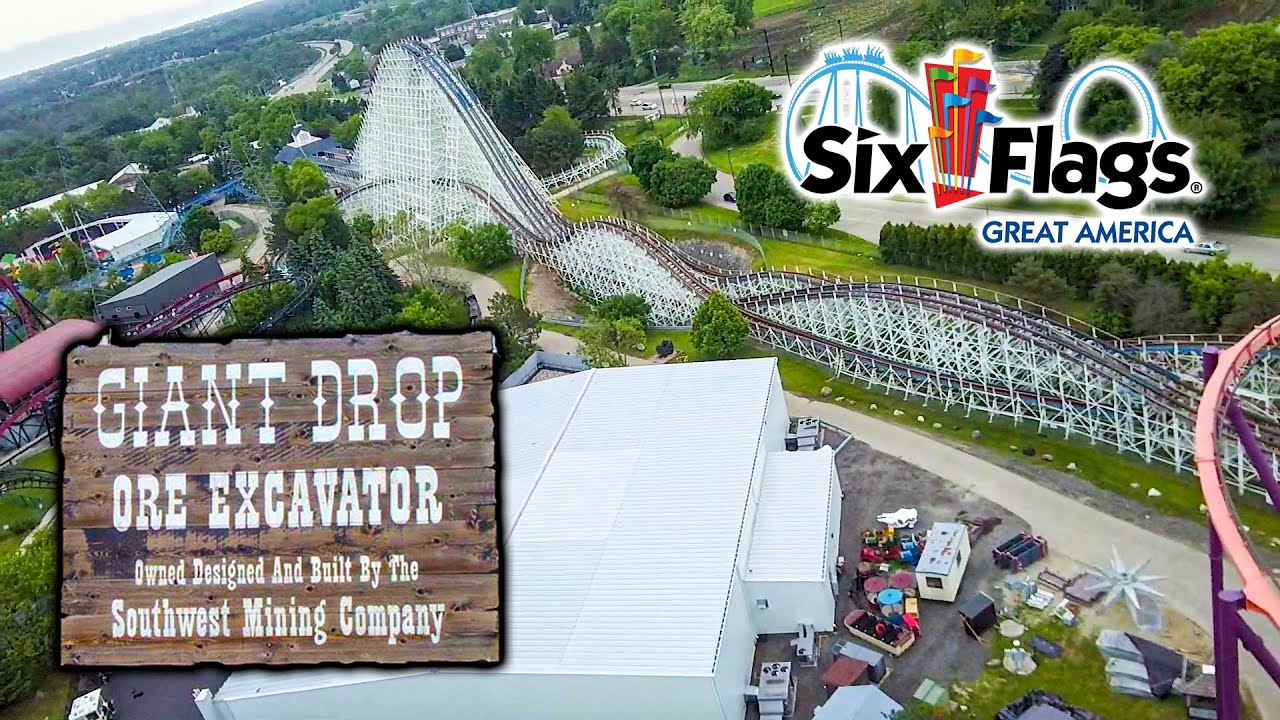 2019 Giant Drop On Ride HD POV Six Flags Great America