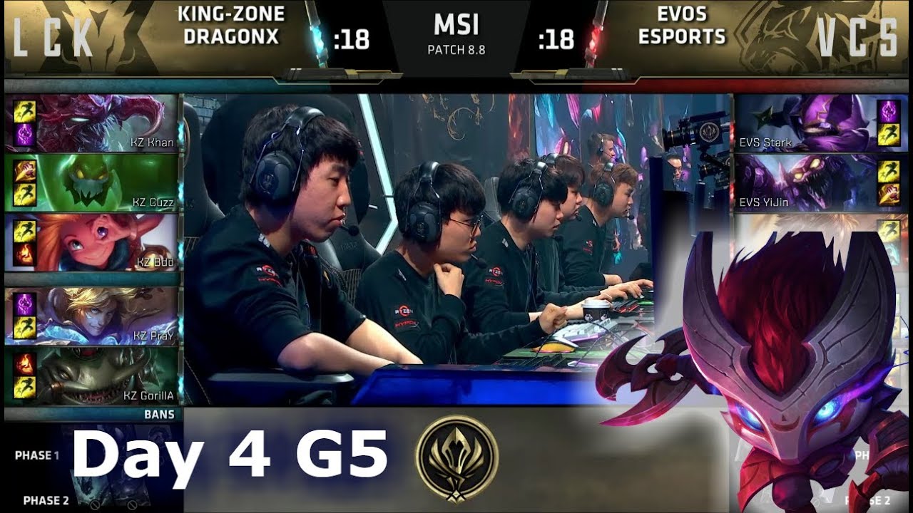 Kingzone DragonX vs EVOS Esports | Day 4 LoL MSI 2018 Main Event Group Stage | KZ vs EVS