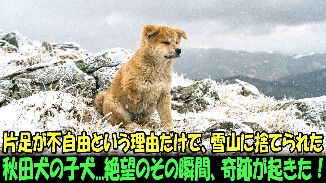 【奇跡の実話】生まれつき片足が不自由なため“不運”とされ、雪山に捨てられた秋田犬の子犬…絶望のその瞬間、奇跡が起きた！