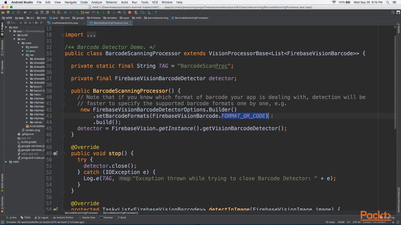 Machine Learning Android App development ML Kit: Implement Barcode Scan Device | packtpub.com
