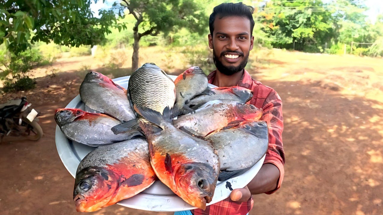 Deep Fry..! Red Pomfret Fish Fry in Village #adventureofganesh 
