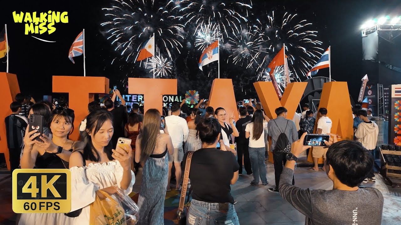 Ночная жизнь на Pattaya Beach Road | Фестиваль фейерверков 2024