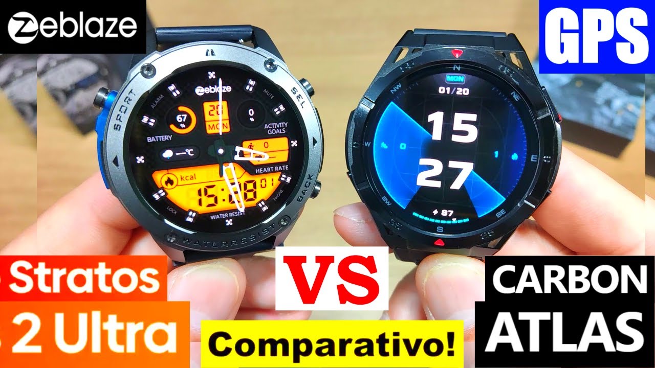 COMPARATIVO CARBON ATLAS VS ZEBLAZE STRATOS 2 ULTRA! QUAL O MELHOR SMARTWATCH COM GPS DO ALIEXPRESS?