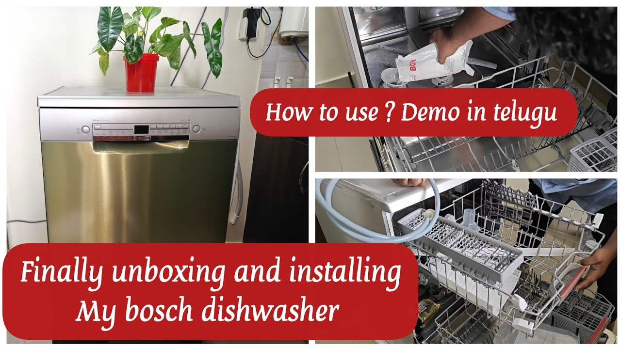 Finally unboxing and installing My bosch dishwasher || How to use ? Demo in telugu #trending #telugu