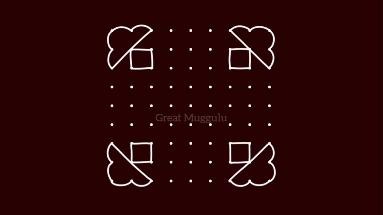 beautiful kolam designs with dots 9 to 9 dots. unique and simple rangoli