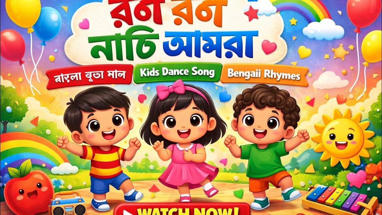 রং রং নাচি আমরা | বাংলা শিশুদের ছড়া গান 🌈 | Kids Cartoon Dance