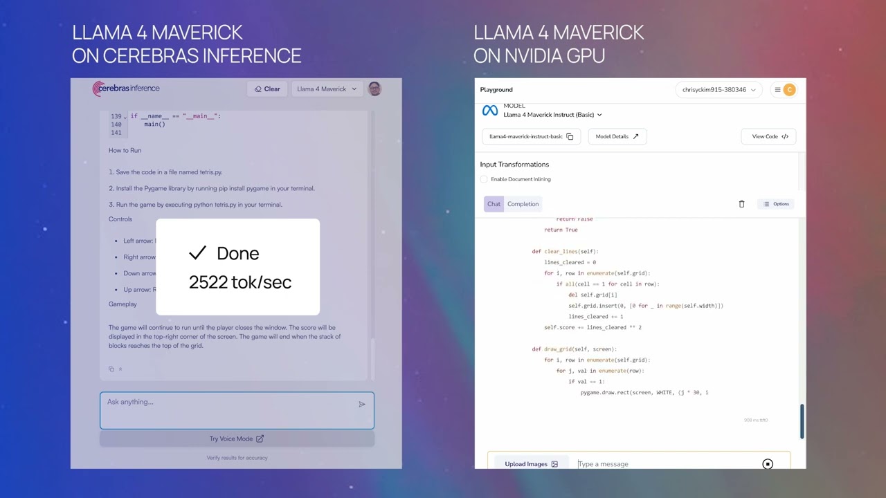 Cerebras Inference record speed for Llama Maverick