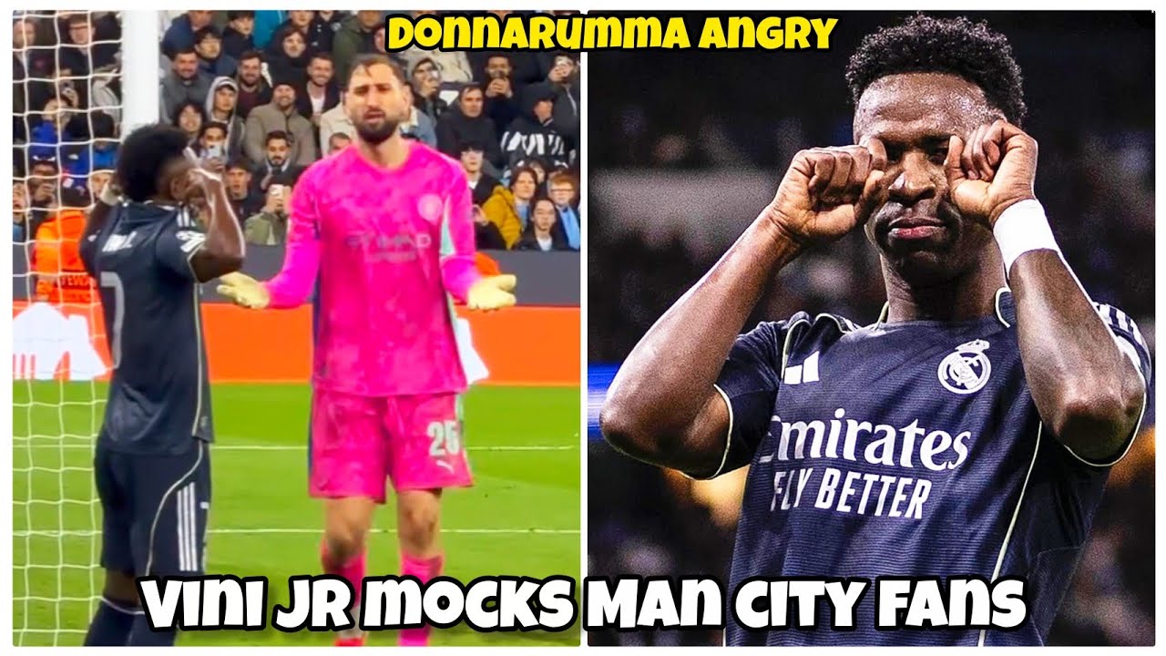 Donnarumma se enfada con la celebraci&oacute;n de Vin&iacute;cius Jr. mostrando su camiseta y burl&aacute;ndose de los...