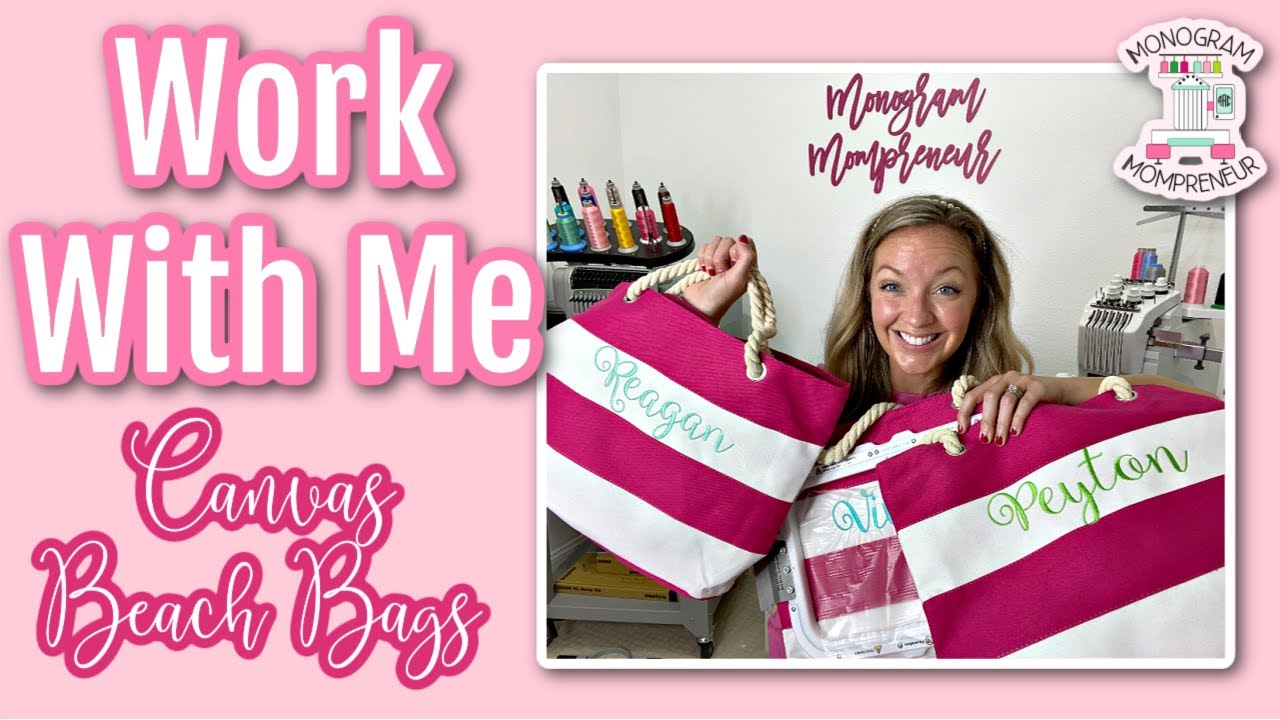 Work with Me on a Local Order: Canvas Beach Bag Embroidery using MELCO EMT16X and MIGHTY HOOPS