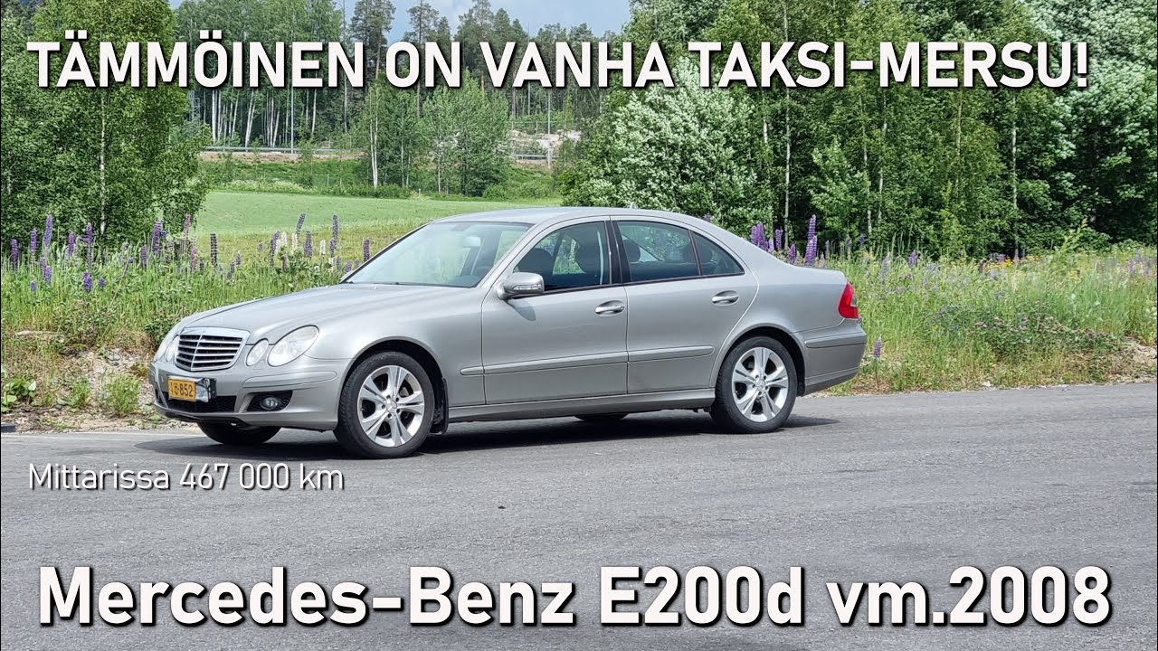 Vanha taksi-Mersu ja mittarissa 467 tkm - Mercedes-Benz E 200d vm.2008