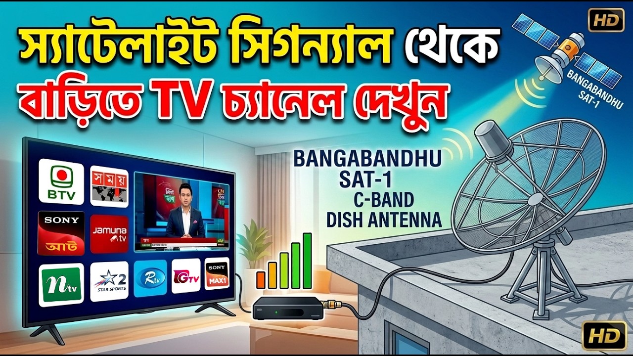 বাড়িতে স্যাটেলাইট টিভি সিগনাল | Free Dish | Renku Media