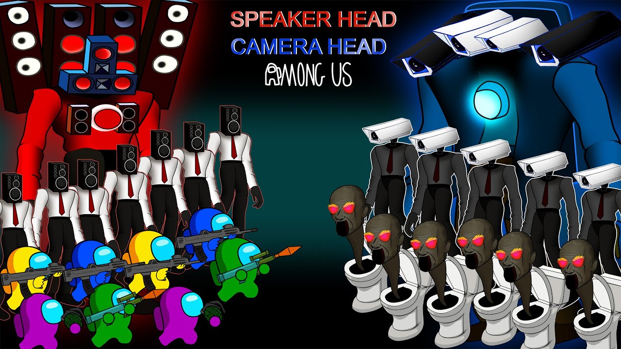 어몽어스 VS SKIBIDI TOILET, ELEMENTAL SPEAKER HEAD & CAMERA HEAD | Funny Among Us Animation