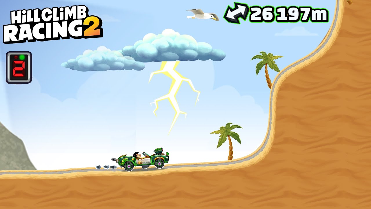 Hill Climb Racing 2 - BEACH 26197m on Muscle Car GamePlay