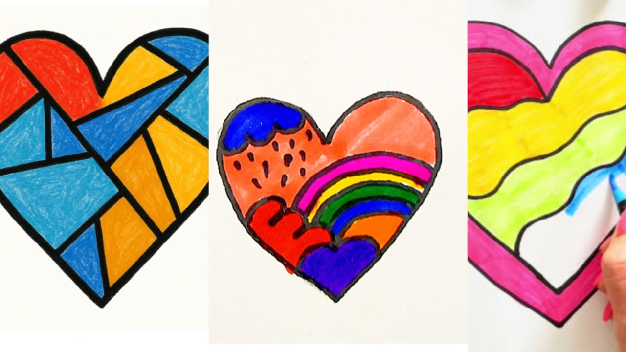 Colourful heart drawing#art #trending #