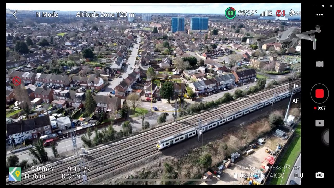 Leagrave Luton Rail Station and Trains, Aerial Views of Luton Town of England, DJi Mavic Air 2s App