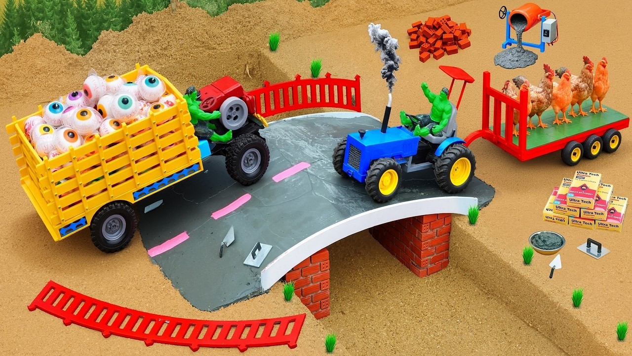 DIY Mini Tractor 🔬 Two Way Concrete Bridge Science Project To Reduce Traffic Load @YouTube